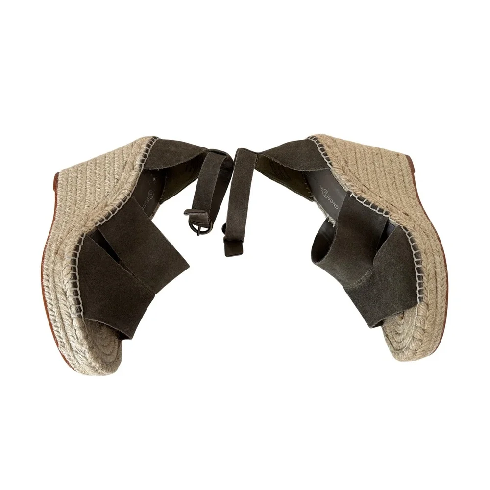 Treasure & Bond Olive Suede Espadrille Wedge Sandals Ankle Strap Boho Size 6M